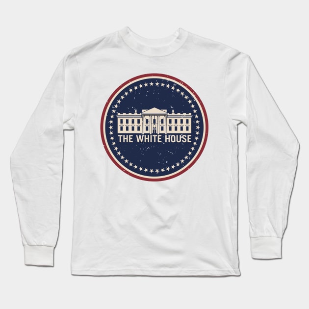 The White House Washington D.C. Vintage Style Logo Long Sleeve T-Shirt by hobrath